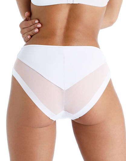 Slip Midi Classic Invisible in microfibra e tulle, bianco,  Slip Midi Classic Invisible in microfibra e tulle, bianco, , LOVABLE