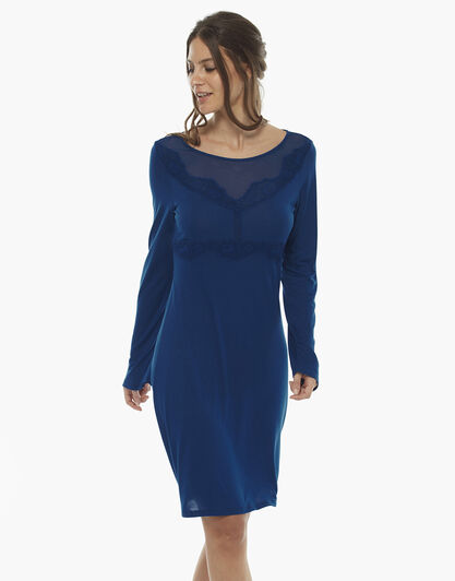 Camicia da notte manica lunga, bluette, in jersey modal, , LOVABLE