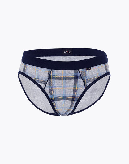 Slip uomo in cotone elasticizzato, blu check, , LOVABLE