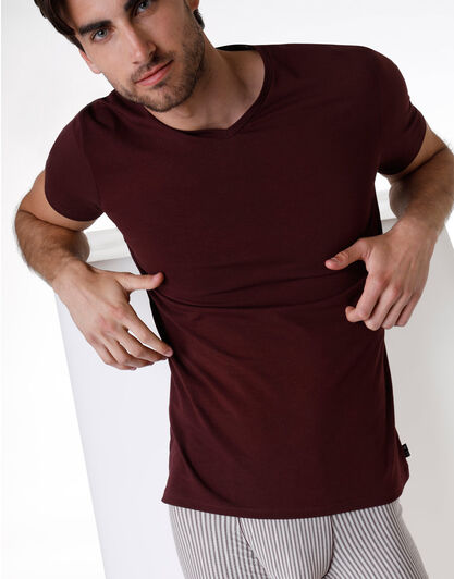 T-shirt uomo in modal, bordeaux, , LOVABLE