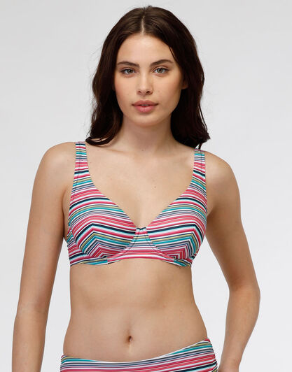 Costume reggiseno ferretto in filato nylon riciclato, righe multicolore, , LOVABLE