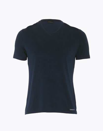 T-shirt scollo a V blu notte in cotone modal , , LOVABLE