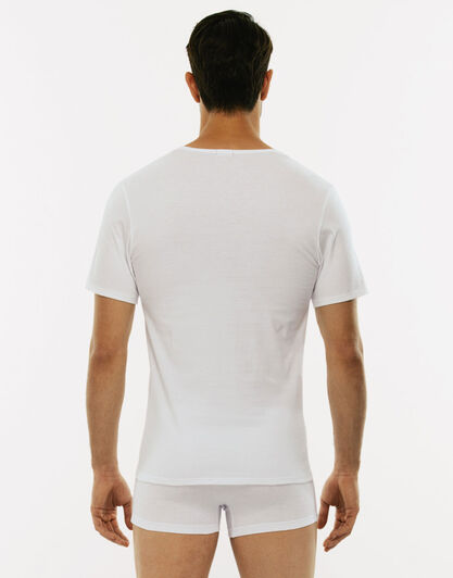 T-shirt 100% Pure Cotton bianco in cotone con scollo a V-LOVABLE