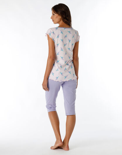 Pigiama pinocchietto in jersey, rosa stampa lavanda, , LOVABLE