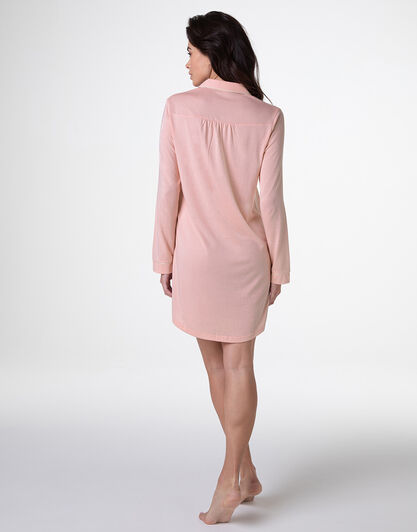 Camicia da notte aperta manica lunga in Cotone Modal, rosa vintage, , LOVABLE