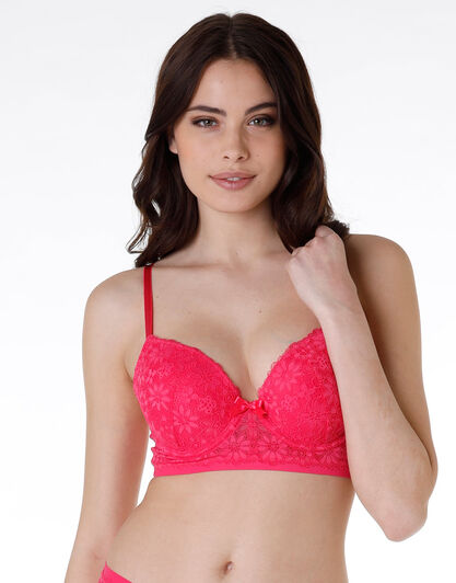 Reggiseno con ferretto imbottito Darcie in pizzo e tulle, fucsia, , LOVABLE