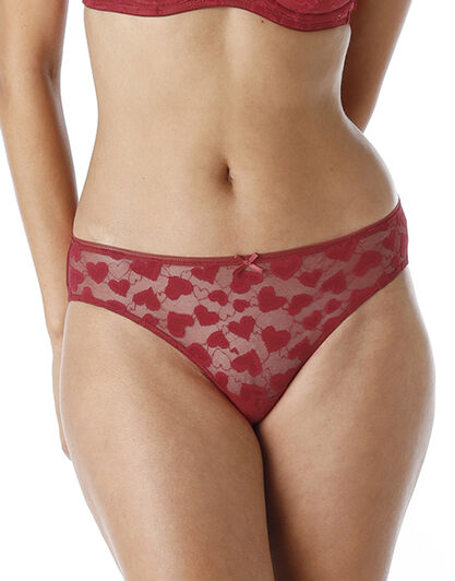 Slip Sweet Lace in tulle con cuori, rosso, , LOVABLE