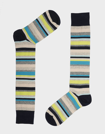 Calzini donna in cotone, a righe blu navy, , LOVABLE