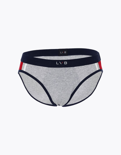 Slip uomo in cotone elasticizzato, grigio mélange con righe laterali, , LOVABLE