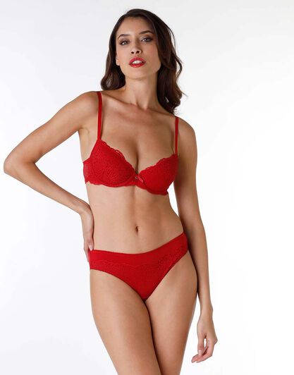 Slip Exquisite Lace in pizzo e microfibra, rosso, , LOVABLE