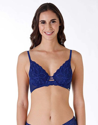 Reggiseno con ferretto balconcino Trendy Floral in pizzo e tulle, blu elettrico, , LOVABLE