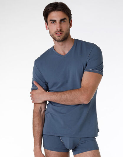 T-shirt uomo in cotone Supima, azzurro polvere, , LOVABLE
