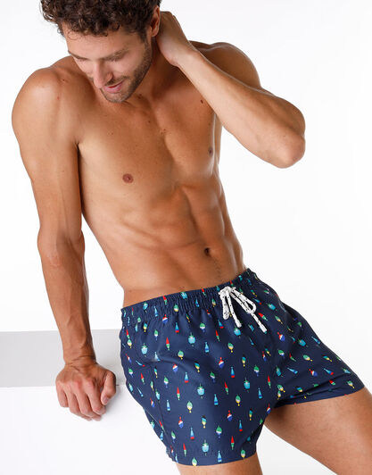 Costume boxer in tessuto mano pesca, blu navy, , LOVABLE