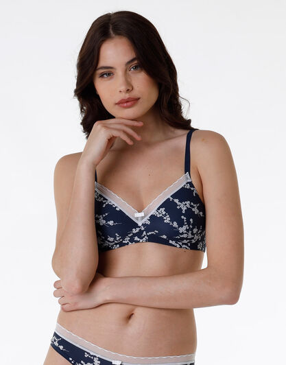 Reggiseno senza ferretto My Daily Comfort in microfibra, blu con stampa, , LOVABLE