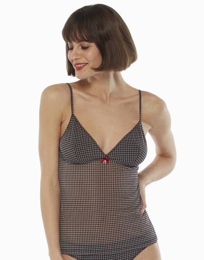 Top in tulle stampato, pied de poule, , LOVABLE