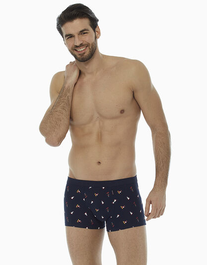 Short blu stampato in cotone elasticizzato , , LOVABLE