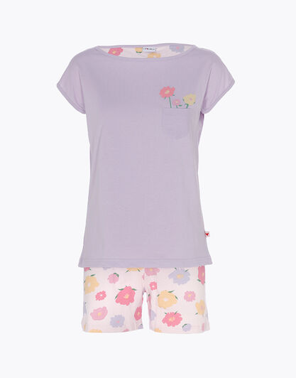 Pigiama donna corto in jersey 100% cotone, lavanda, , LOVABLE
