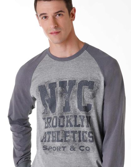 Pigiama lungo uomo in jersey di cotone, grigio con stampa, , LOVABLE