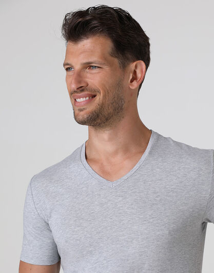 T-Shirt uomo con scollo a V profondo Supima Premium Cotton, grigio melange, , LOVABLE