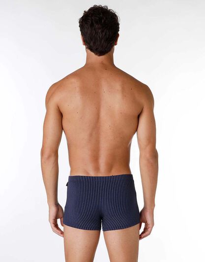 Boxer uomo in cotone modal, stampa gessata blu navy, , LOVABLE