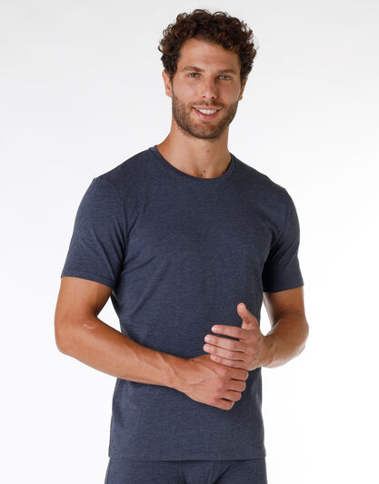 T-shirt uomo in cotone modal, blu denim, , LOVABLE