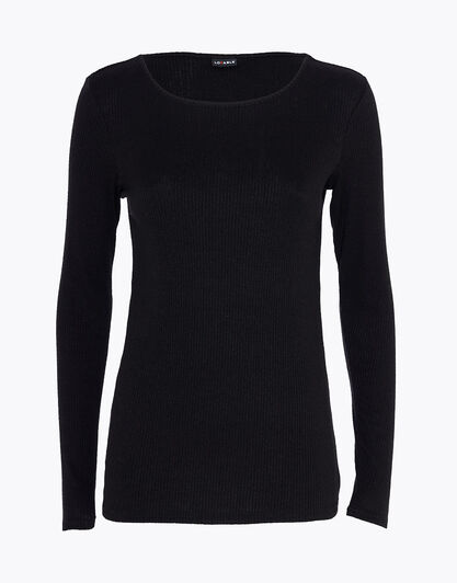 Maglia donna a maniche lunghe e scollo barchetta Basic Warm, nero, , LOVABLE