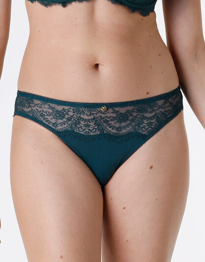 Brasiliano Beauty Lace in pizzo e microfibra, ottanio, , LOVABLE