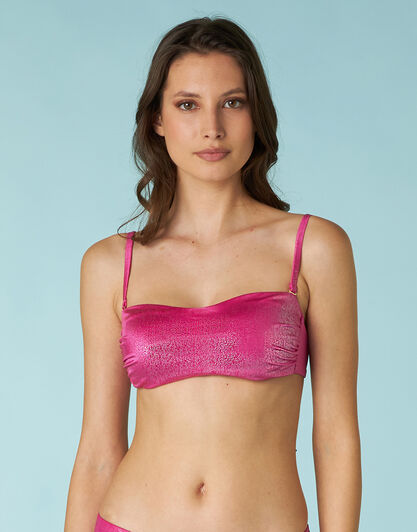 Costume reggiseno a fascia imbottito Glossy Micro in microfibra, magenta, , LOVABLE