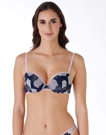 Reggiseno push-up Lovely Tulle in pizzo elastico, blu con stampa, , LOVABLE
