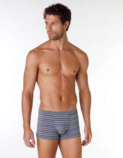 Boxer uomo in cotone modal, antracite multirighe, , LOVABLE