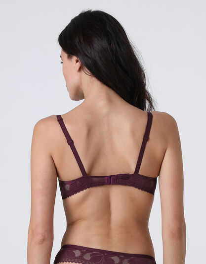 Reggiseno Imbottito con Ferretto Art Flower Lace in pizzo, vinaccia, , LOVABLE