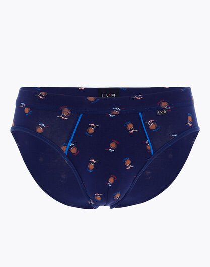 Slip Casual Stretch Cotton, blu con stampa cocco, , LOVABLE