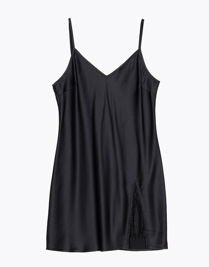 Sottoveste in satin e pizzo, nero, , LOVABLE