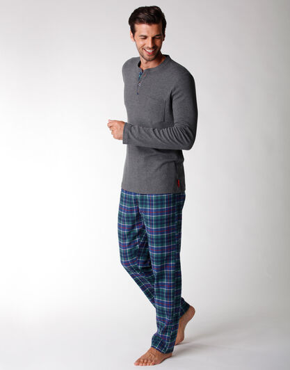 Maglia del pigiama a manica lunga in interlock, grigio melange, , LOVABLE