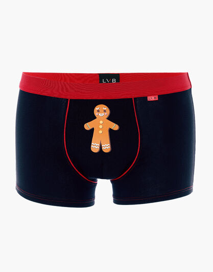 Boxer Funny Xmas in stretch cotton, nero con stampa pan di zenzero, , LOVABLE