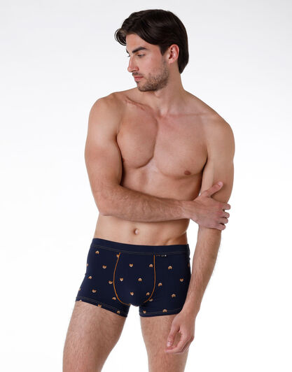 Boxer uomo in cotone elasticizzato, blu navy con stampa, , LOVABLE