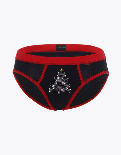 Slip nero stampa piazzata in cotone elasticizzato , , LOVABLE