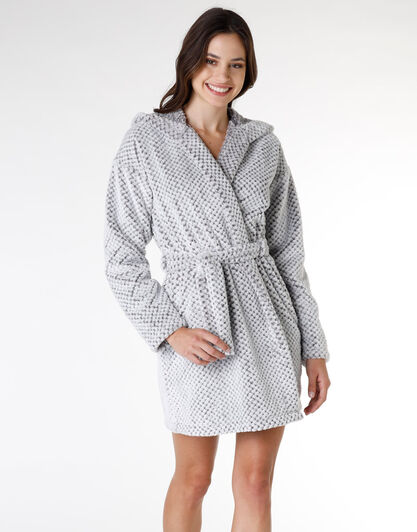 Vestaglia donna in pelliccetta, grigio scuro e bianco, , LOVABLE