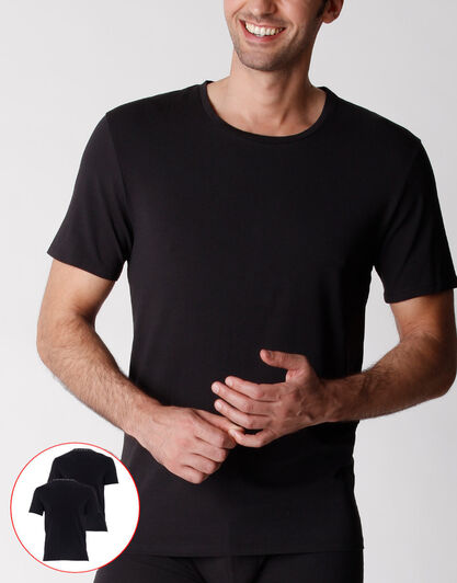 T-shirt girocollo uomo bipack in cotone biologico, nero, , LOVABLE