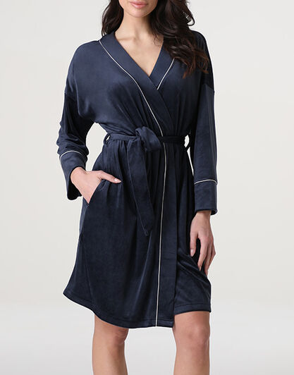 Vestaglia in Ciniglia, blu notte, , LOVABLE