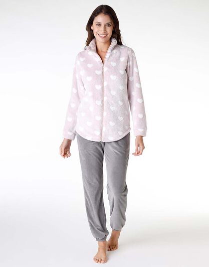 Homewear donna in pelliccia jaquard e micropile, rosa, , LOVABLE