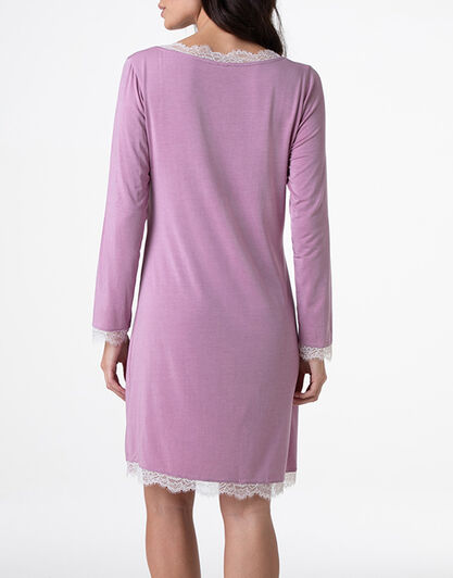 Camicia da notte scollo a V manica lunga in Modal, rosa orchidea, , LOVABLE