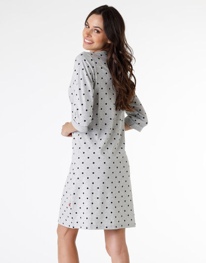 Camicia da notte in jersey di cotone e viscosa, grigio melange stampato, , LOVABLE