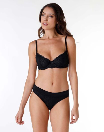Reggiseno con ferretto in pizzo e microfibra Exquisite Lace, nero, , LOVABLE
