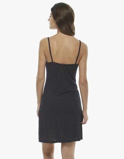 Sottoveste stampa pois, in cotone, con inserti in pizzo sullo scollo , , LOVABLE