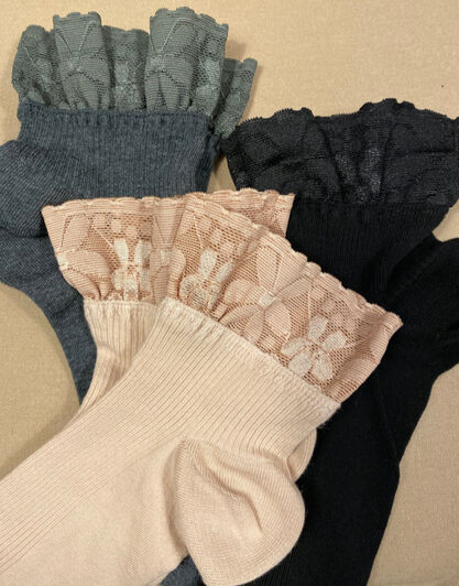Calzini corti Romantic Lace, neri, , LOVABLE