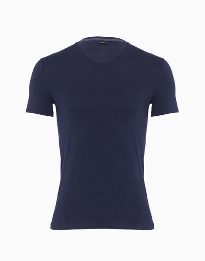 T-shirt manica corta blu notte in micromodal con scollo a V, , LOVABLE