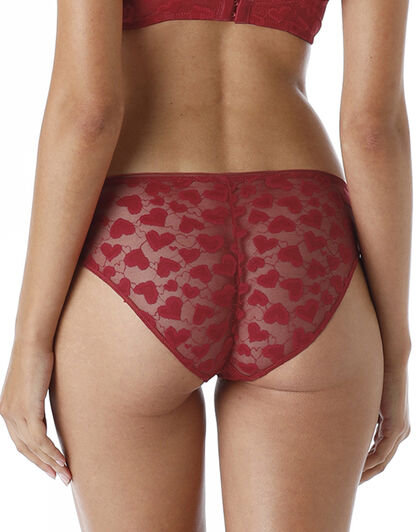 Slip Sweet Lace in tulle con cuori, rosso, , LOVABLE