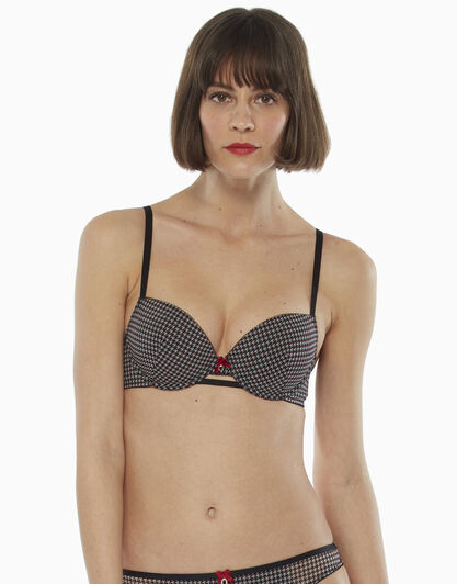 Reggiseno push up in tulle stampato, pied de poule, , LOVABLE