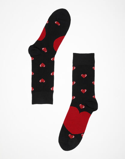 Calzini corti Crazy Socks, neri con cuori, , LOVABLE